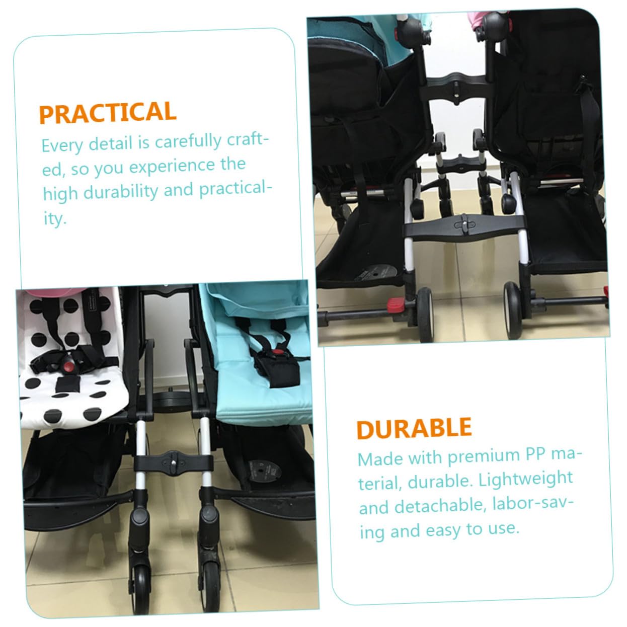 SOIMISS 3 piezas Conectores Ajustables para Cochecito Doble Accesorio para Sillas de Paseo Gemelos Material PP Resistente y Ligero Fácil Uso para Padres y Cuidadores