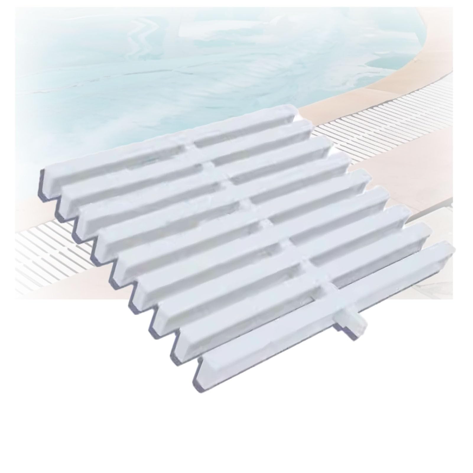 Griglia di Troppo Pieno per Lo Scarico della Piscina, griglia di Scarico in plastica, Accessori di Supporto per Piscine, per terrazze, vialetti e patii (20x100 cm/10 Pezzi)