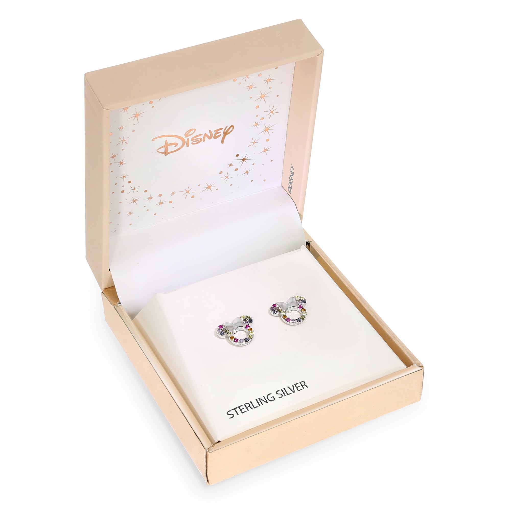 Orecchini Disney Minnie, Argento Sterling con Zirconi Multicolori per Bambini e Ragazze, Gioielli Disney