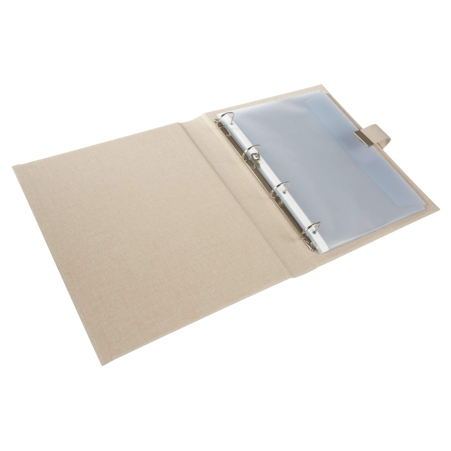 Goldbuch 53605 - Teczka na dokumenty Summertime Trend 2 na dokumenty DIN A4, segregator z 5 przezroczystymi koszulkami, rozszerzalna teczka z zamkiem, teczka orgamowa z lnu, ok. 27,5 x 34 cm, beżowa