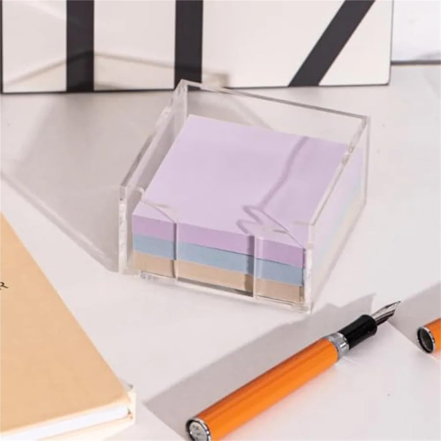 Sticky Note Holder 6pcs Acrylic Sticky Note Holder Self Stick Pad for Classroom Office Desk Organizer