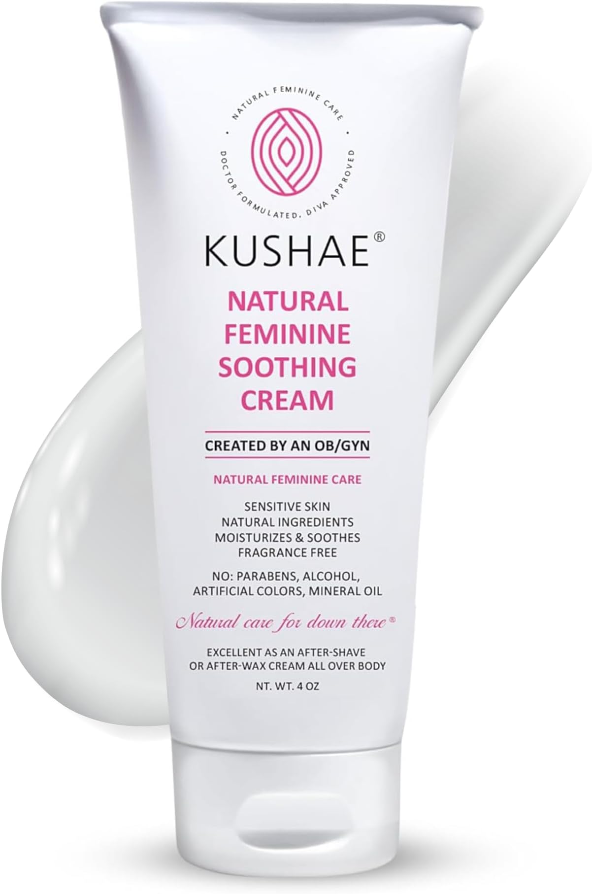 Kushae Feminine Soothing After Shave Cream - OB/GYN Made, Natural, Fragrance Free, Aloe-Based, pH Balanced Intimate Moisturizer for Women 4oz