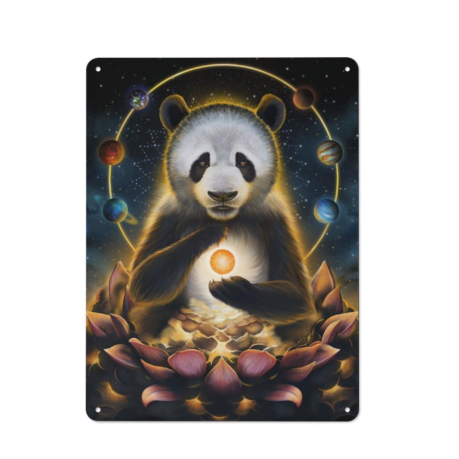 Junmoney Enlightenment Of Panda For Garden Room Or Summerhouse, Retro Metal Sign 40X30cm, For Metal Sign Collectors, For Vintage Wall Decor Fans