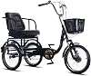 Adult Tricycles,with Front & Rear Baskets& Shock Absorber&Adjustable Seat,Three Wheel Beach Cruiser, Shopping Picnic Tricycles for Women, Men, Seniors,Matte Black,18in
