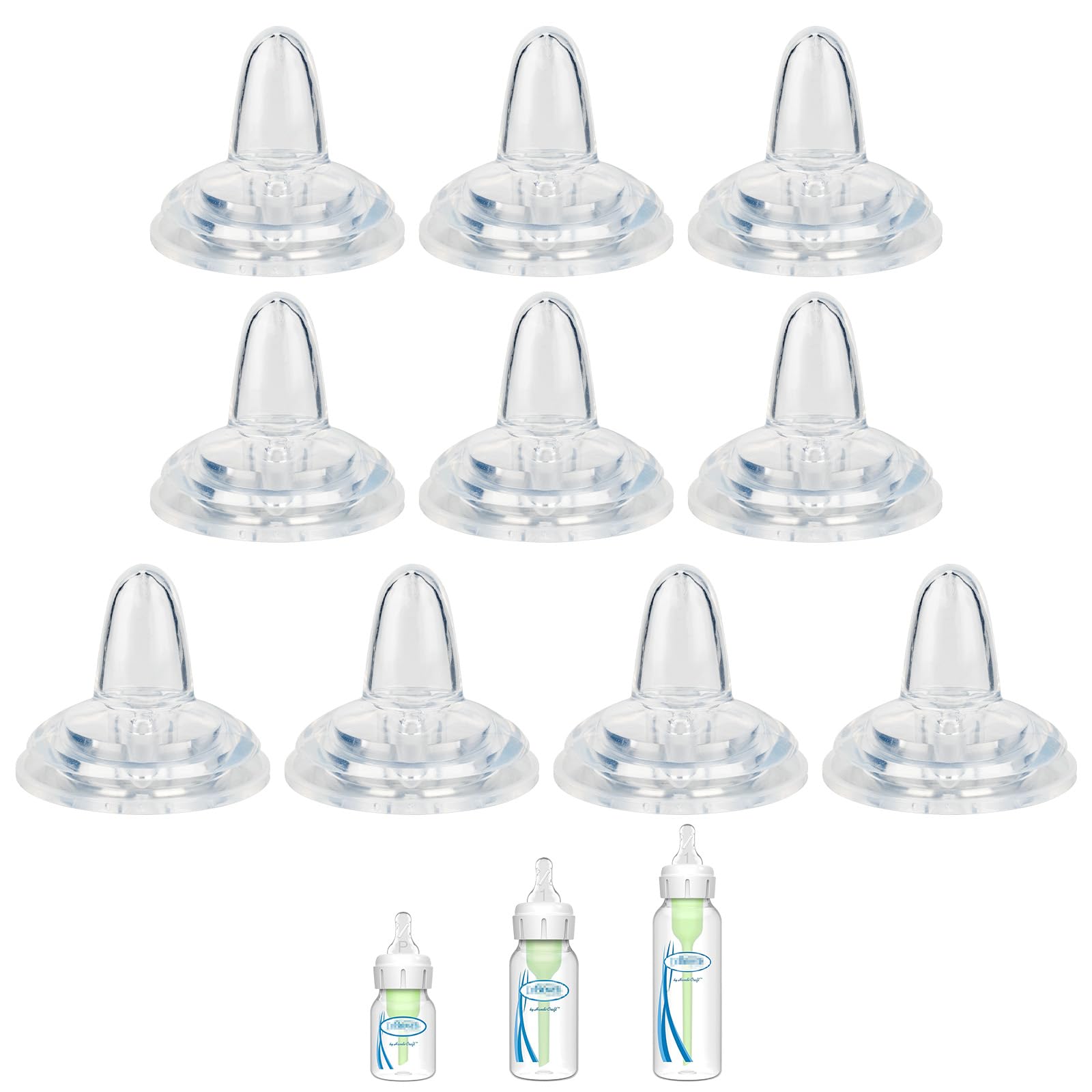 Photo 1 of ***missing 2***Sippy Nipple for Dr. Brown's Narrow Bottle & Sippy Spout Bottle, Soft 100% Silicone Baby Bottle Straw Nipple, 6m+, 10 Count