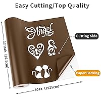 Vista 2 de Vinilo permanente marrón mate, rollo de vinilo adhesivo permanente de 12 pulgadas x 50 pies para todas las máquinas de corte, letreros
