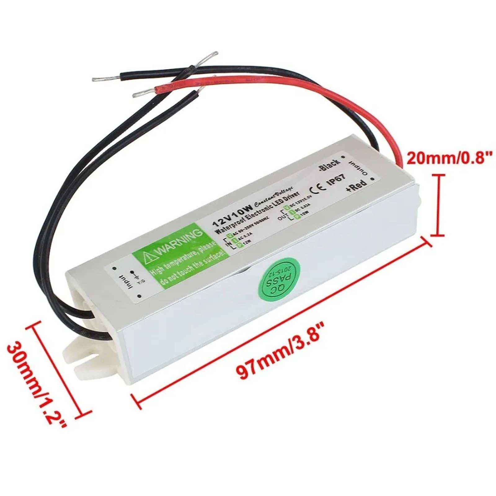 10W AC a DC 12V impermeable IP67 controlador electrónico adaptador de fuente de alimentación al aire libre, luz subacuática/transformador de potencia de tira LED