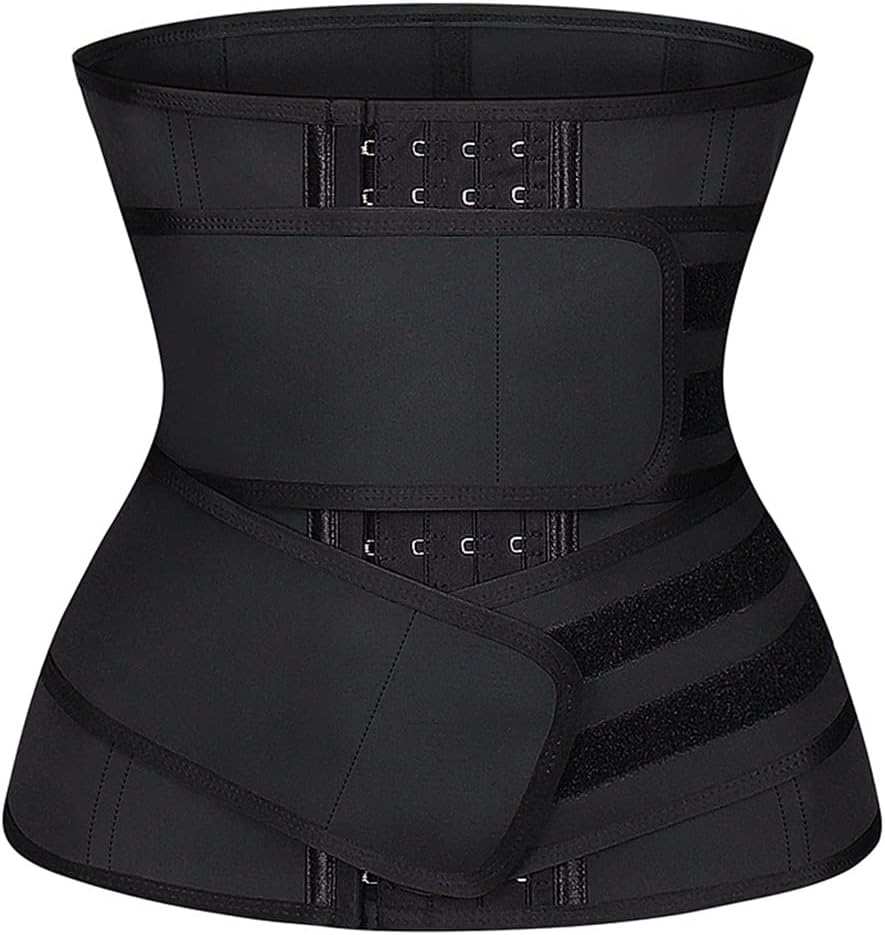 JSEIAJB Latex Waist Trainer Corset Slimming Belly Belt Tummy Trimmer Shaper Women Control Sheath Girdle Strap Black