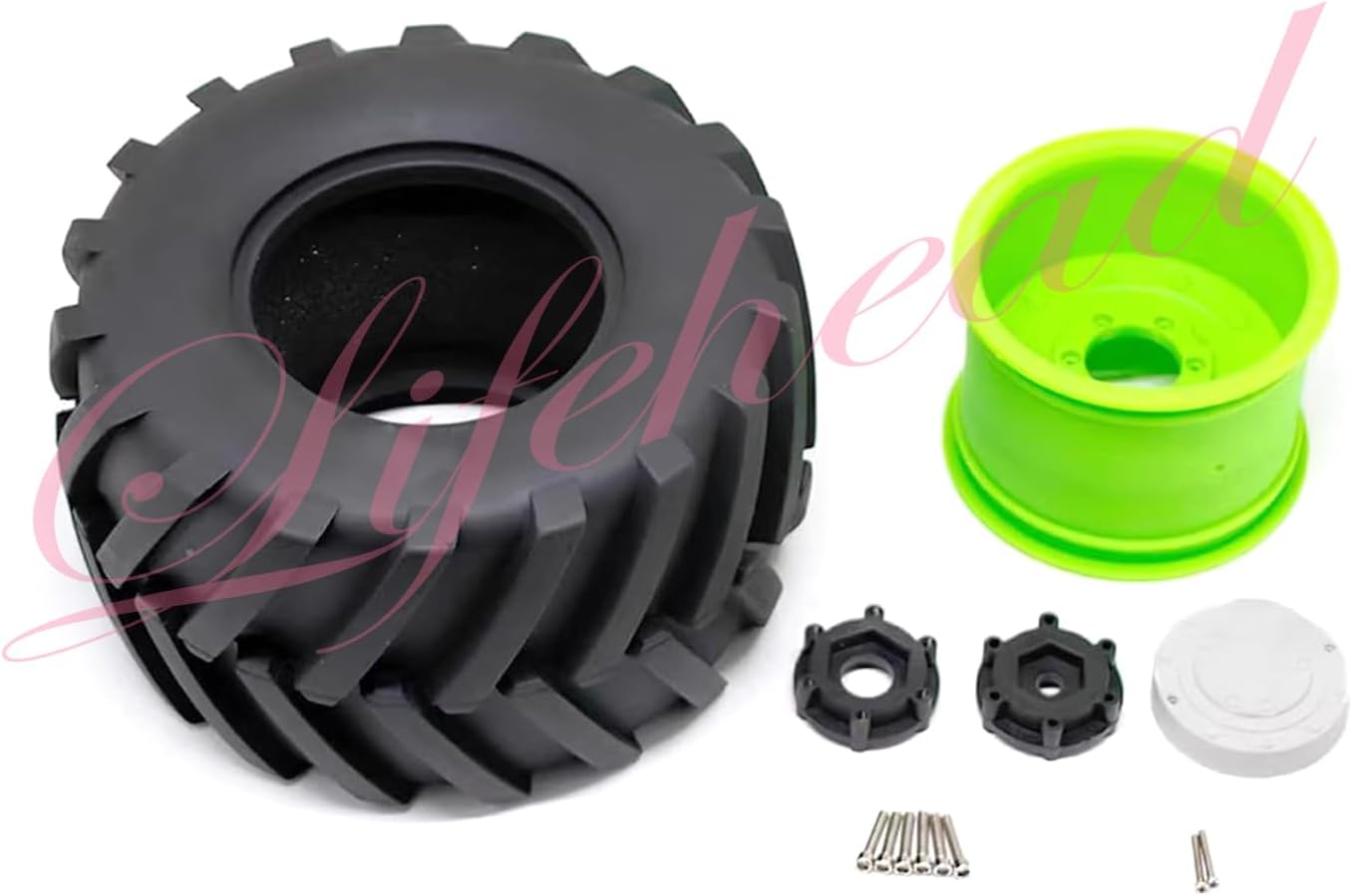 Lifehead 1/8 Scale RC Monster Truck Rubber Tires， for Traxxas SUMMIT E-Revo 86086-4 Arrma Kraton 6S kyosho USA-1 Losi LMT，173mm OD Sand and snow tires/17mm Hex