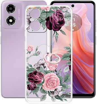 for Motorola Moto E14 Case with [360 Rotation Ring Kickstand], Anti-Scratch Soft Silicone Phone Case for Motorola Moto E14, Shockproof Cover for Motorola Moto E14 6.56" - YQ12