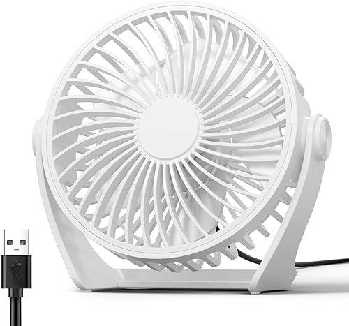 Miniatura 12 de Ventilador de escritorio con USB, ventilador pequeño portátil de 5 pulgadas, ventilador de mesa personal de 3 velocidades con viento potente, mini