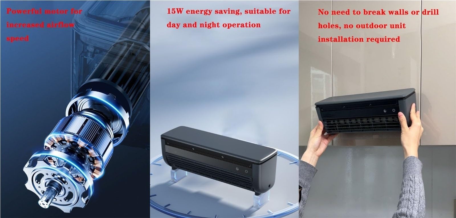 Aire Acondicionado De Pared For Cocina, Sin Necesidad De Taladrar, Con Carga Inalámbrica, Portátil, Con Control Remoto Y Enfriamiento Instantáneo De 10 Segundos For El Hogar Y La Oficina.(White)