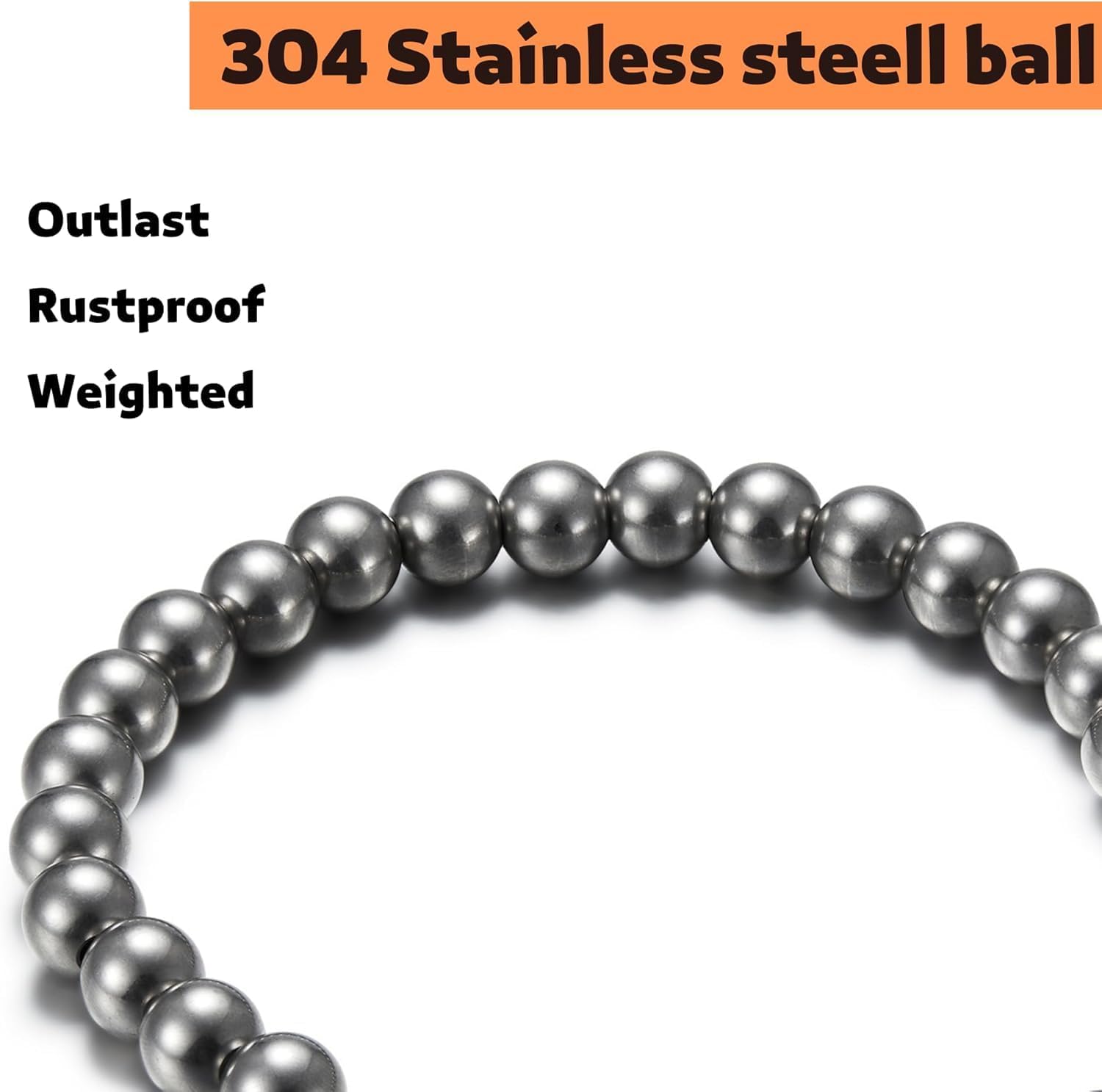 Flag Pole Beaded Retainer Ring, Adjust Length 304 Stainless Steel FlagPole Weights for Bottom Retainer Rings to Keep Flag Close to Pole for Internal External Halyard (2pcs)