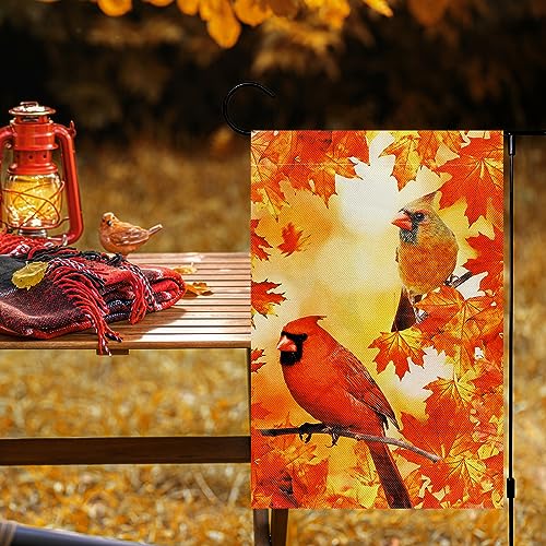 Lpreutwn LPLAMZ016 2 Pack Fall Thanksgiving Pumpkin Garden Flag Halloween 12 X 18 Inch Double Sided Vertical Burlap Cardinals Bird Fall Garden Flag For Seasonal Holiday Outdoor Yard Decoration thumb #3