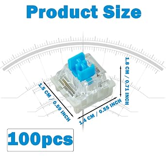 100 pcs Keyboard Switches, Mechanical Keyboard Switches with Blue Clicker Design, Keyboard Keys for Hot-Swap Mechanical Keyboards, Keyboard Clickers for Gaming and Office Typing, DIY Custom Builders