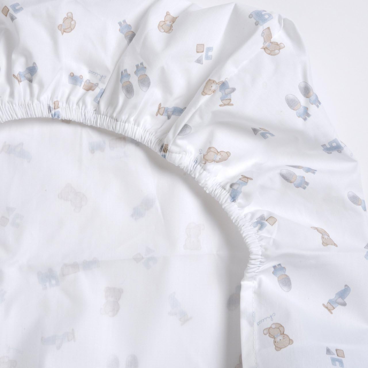 Chicco, Set lunzuola carrozzino bambini, 100% Cotone (Bianco/Celeste con fantasia)