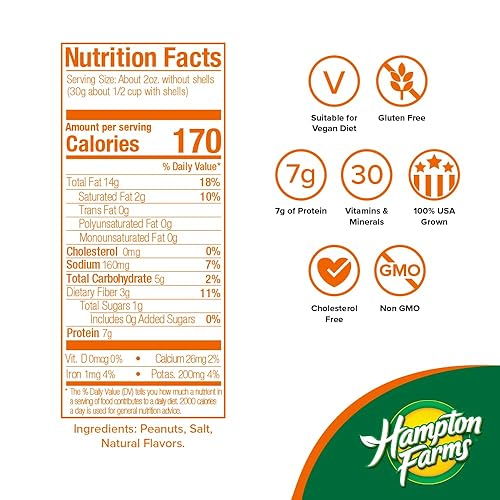 Miniatura 2 de Hampton Farms - Cultivado en Estados Unidos totalmente natural - Cacahuetes cajún tostados de lujo - Bolsa de 18 onzas