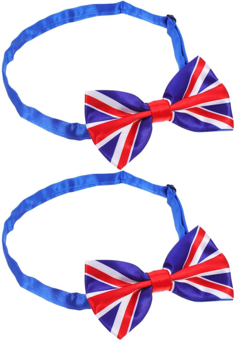 Holibanna Uk Flag Silk Bow Ties 2pcs Pre-tied Men’s Decorative Neck Accessories for Party and Event Wear