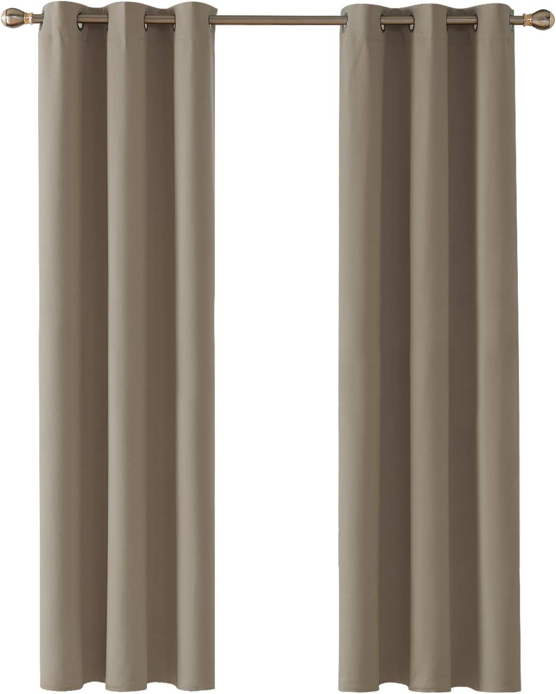 Deconovo Thermal Insulated Blackout Curtains Eyelet Curtains for Living Room Tan Brown 42 x 84 Inch 2 Panels