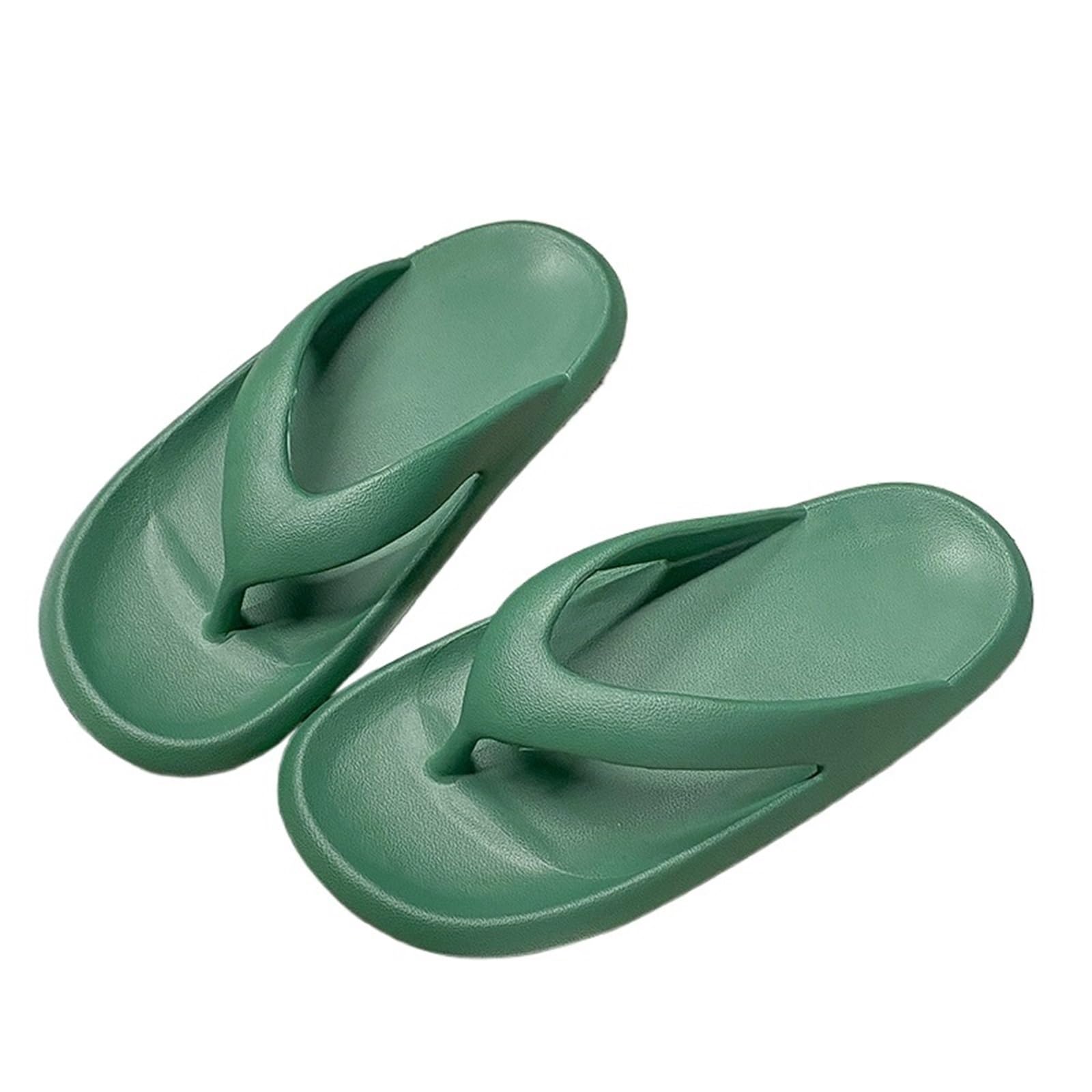ERHTGUO Classy Flip-Flops, Summer For Beach Couples, Thick-Soled Outer Wear Sandals, Bathroom Bathing Non-Slip Slippers(Green,38-39)
