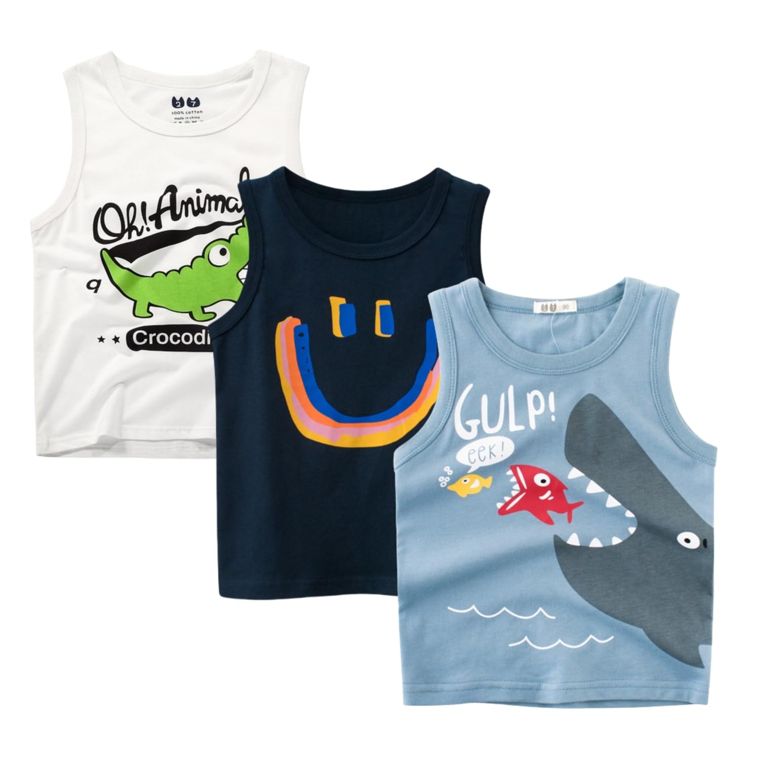 Tank Tops for Boys Cotton Vest Underwear Shirt for Boys 3 Pack 2-3 Years