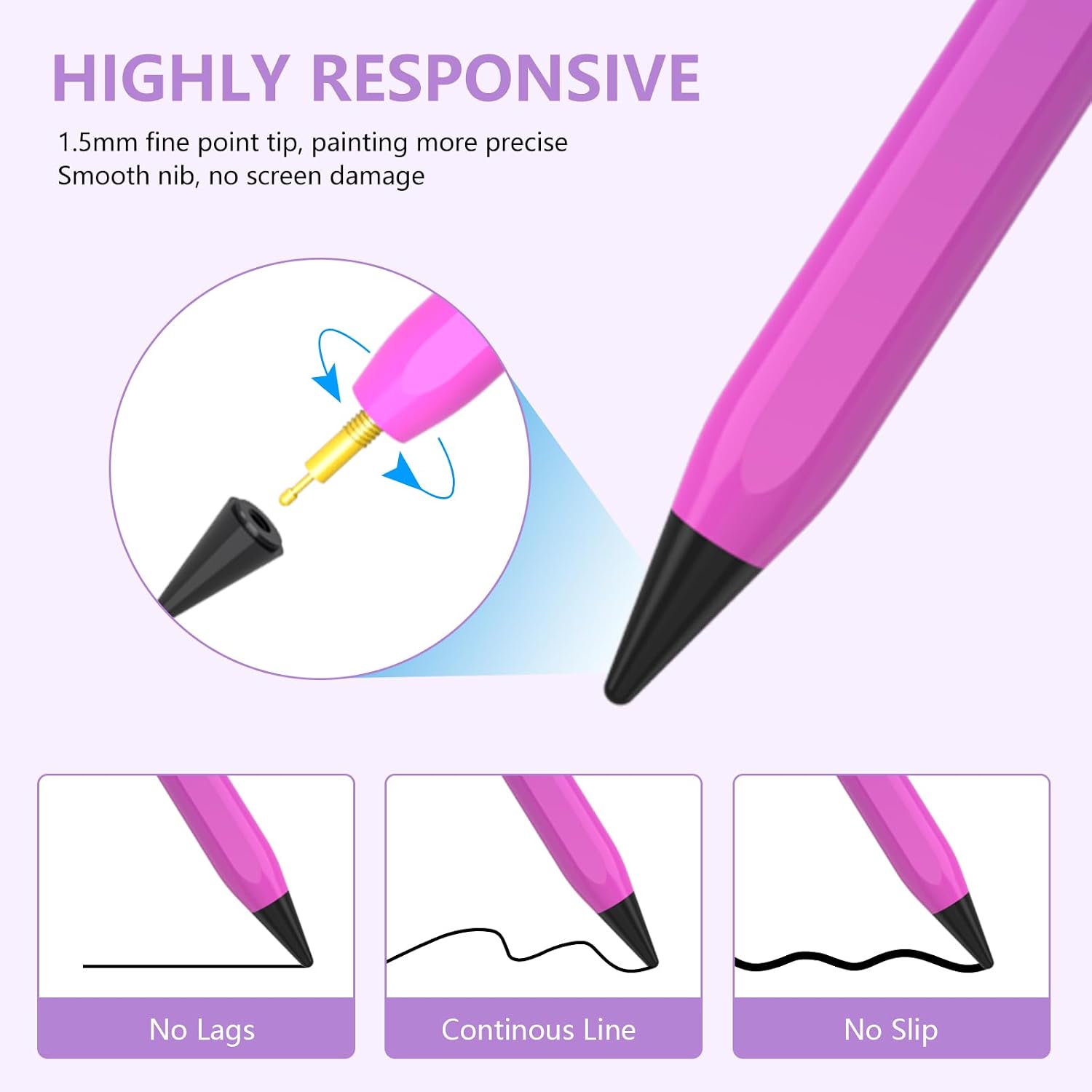 ​​​Stylus Pen for iPad 2018-2023 with Palm Rejection, Active Pencil for iPads 10th/9th/8th/7th/6th Gen, for iPad Pro 11/12.9 inch, for iPad Air 5th/4th/3th, for iPad mini 6th/5th Gen(Purple Rose Red)