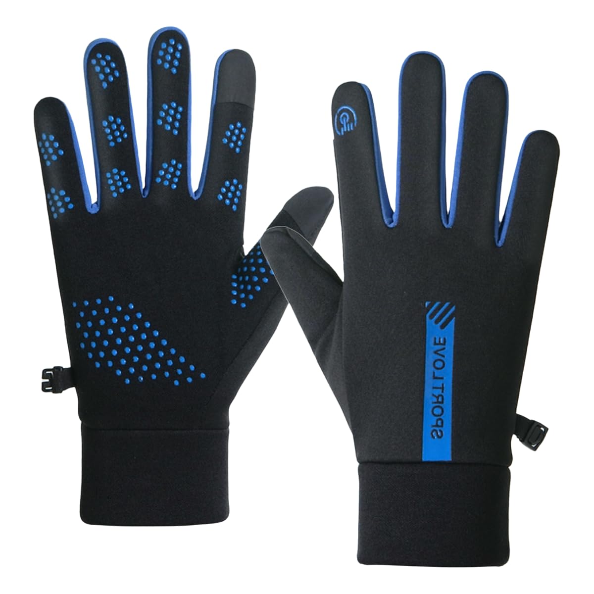 Guanti da Ciclismo Invernali Impermeabili con Touch Screen, da Corsa, da Uomo e da Donna, Caldi (Blu BA)
