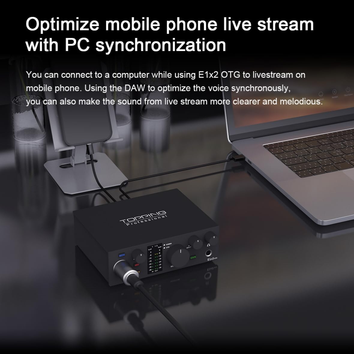 Topping Professional E1x2 OTG, Professional Audio Interface with