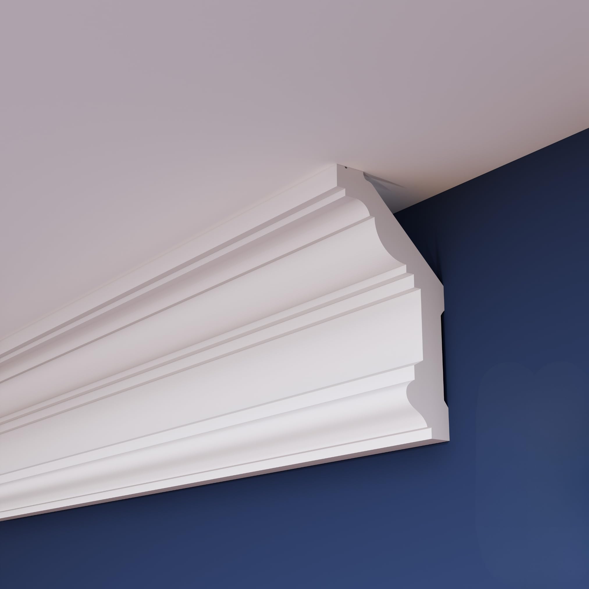 WOLDECOR Coving for Ceilings, Premium White XPS Cornice Coving, Lightweight Ceiling Moulding, Flexible Trim, Paintable Finish, Easy DIY Fit, Moisture Resistant (10m, WV02)