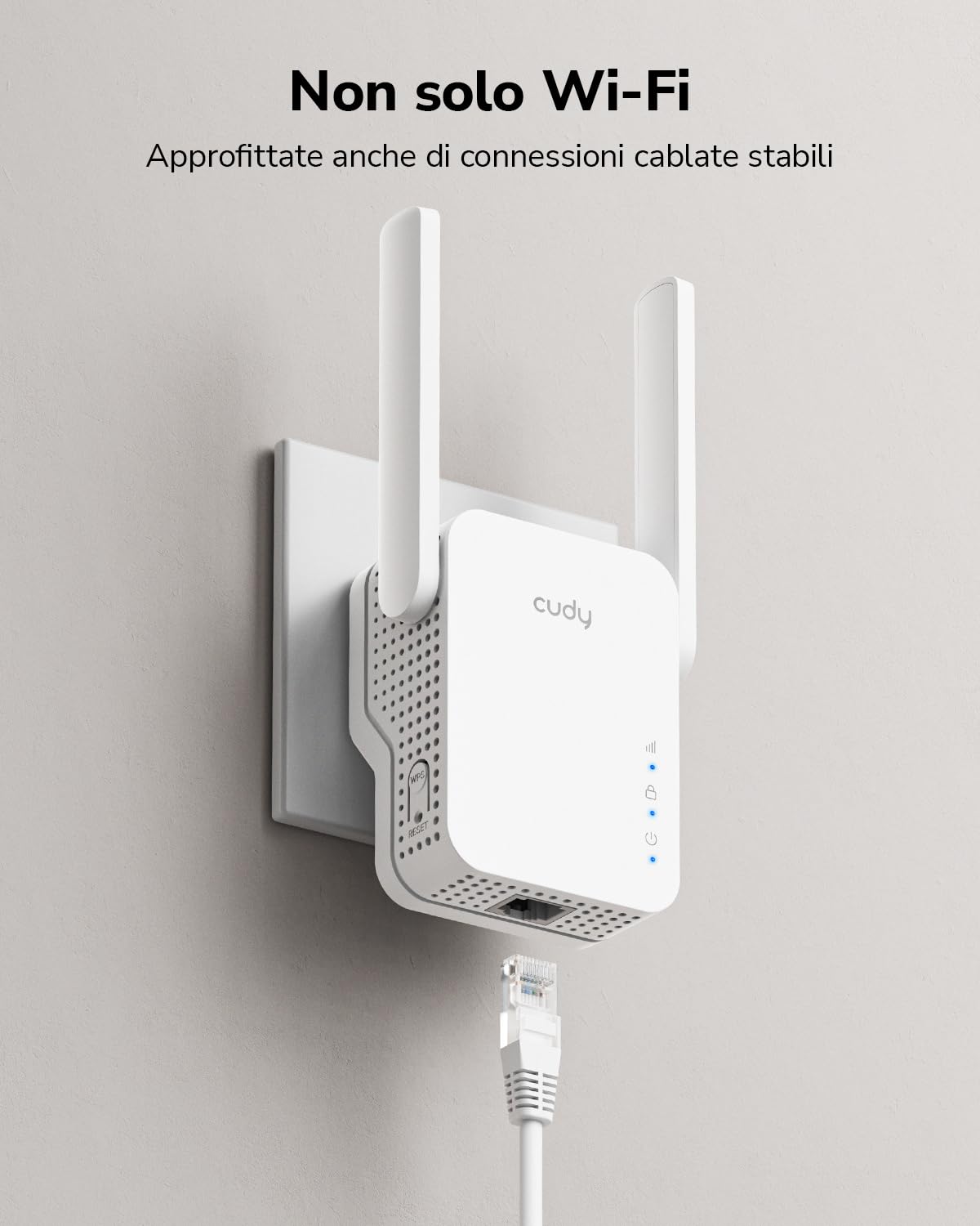 Cudy RE1200 Booster wireless AC1200 Dual Band WiFi Extender, WiFi Range Extender, 300 Mbps su 2,4 GHz, 867 Mbps su 5 GHz, copre fino a 1500 piedi quadrati, collega 30 dispositivi, modalità AP, WPS