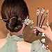 DPWOUM 1PC Green Flower Japanese Chinese Hair Sticks Pearl Retro Wooden Hairpin Flower Hair Chopsticks Vintage Hanfu Pins Headdress Classic Hair Fork for Long Hair Women，Hair Pins，Hair Accessories，