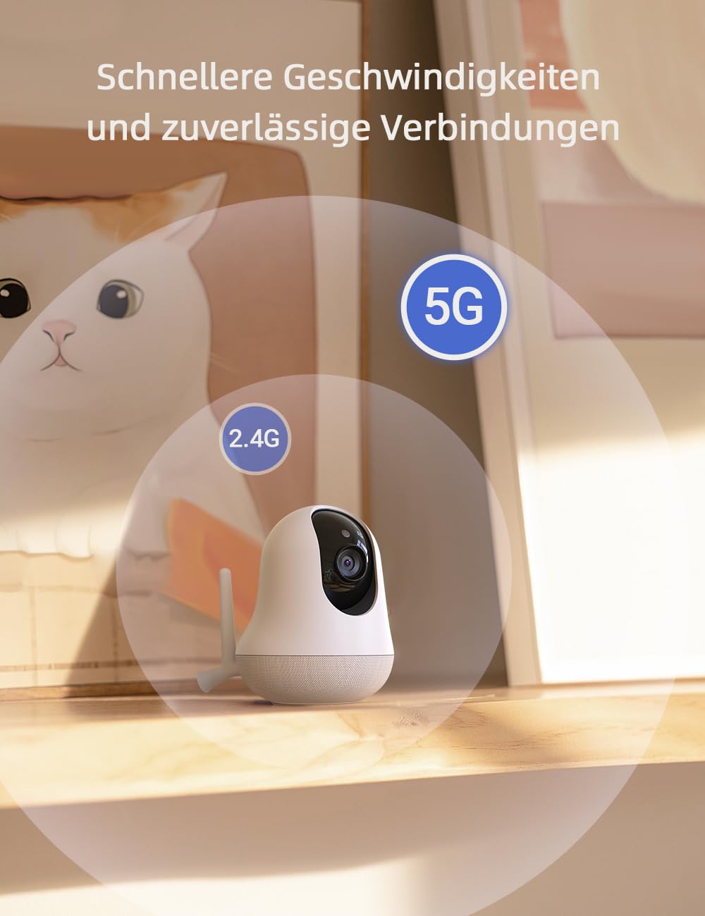 nooie Babyphone mit Kamera und App,2K intelligentes Babyfon, Temperaturüberwachung,2.4/5GHz WLAN, Nachtsicht,Zwei-Wege-Audio, Weinen/Geräuscher-kennung, KI-Tracking, funktioniert mit Alexa