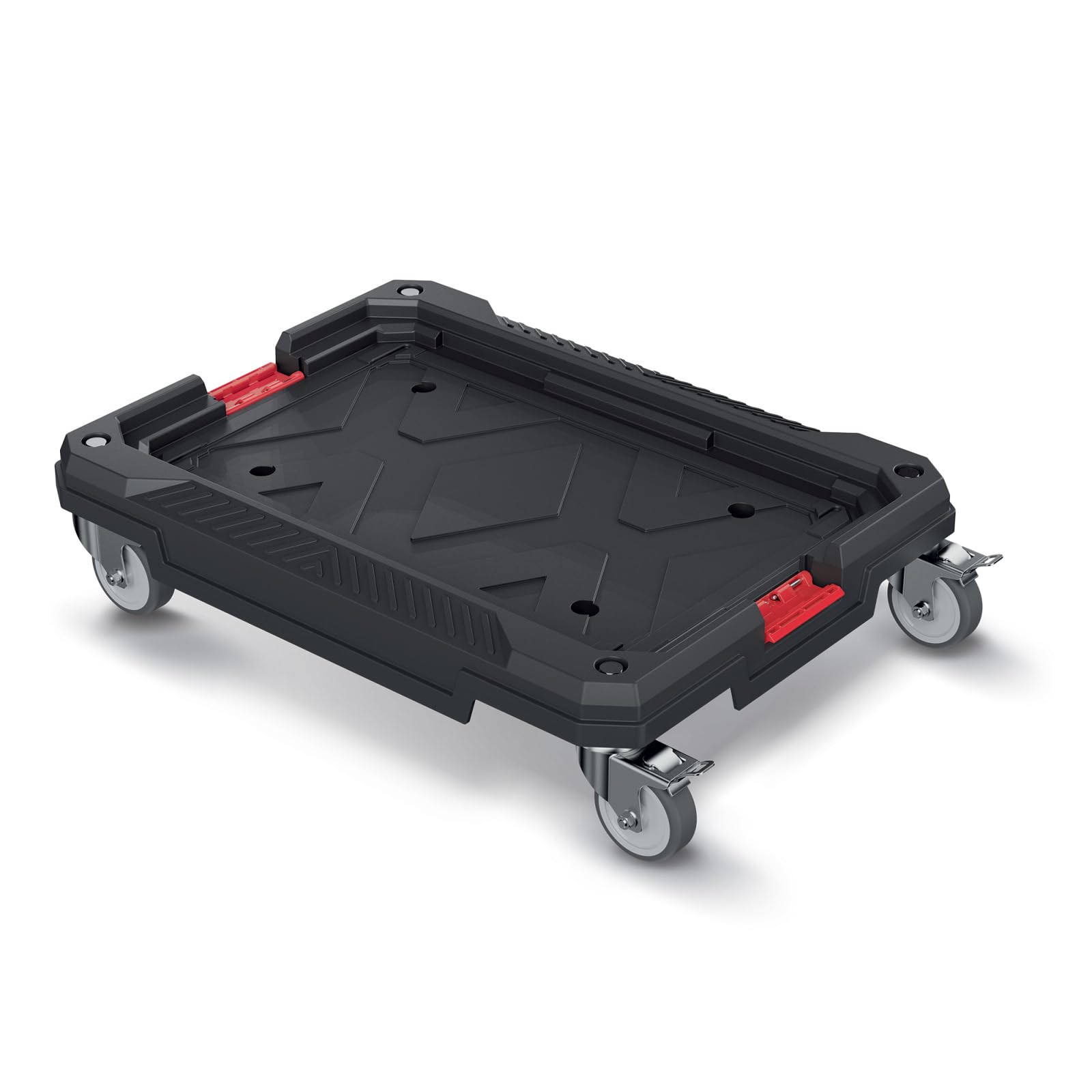 B2C Modular Storage Tool Box On Wheels Large Mobile Tray Compartment Stackable Lockable Portable Workshop Garage Equipment Organizer (Platform on wheels)