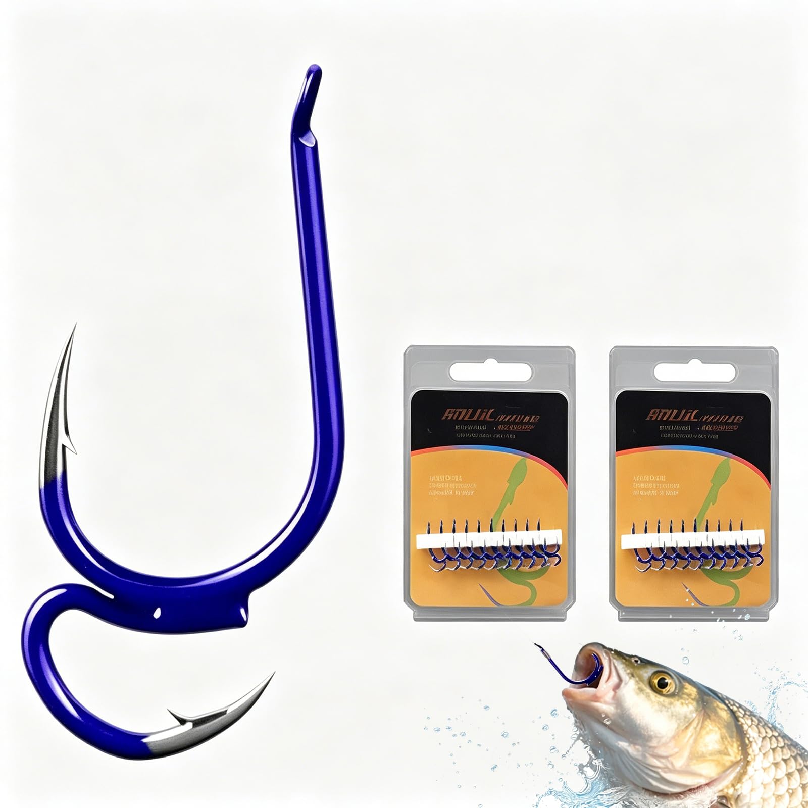 Classic Sharp Double Fishing Hooks, Anti-dropping & Bait Hooks, High Strength Steel Barb Pennel Rig for Freshwater & Saltwater Fishing (Blue,3#)