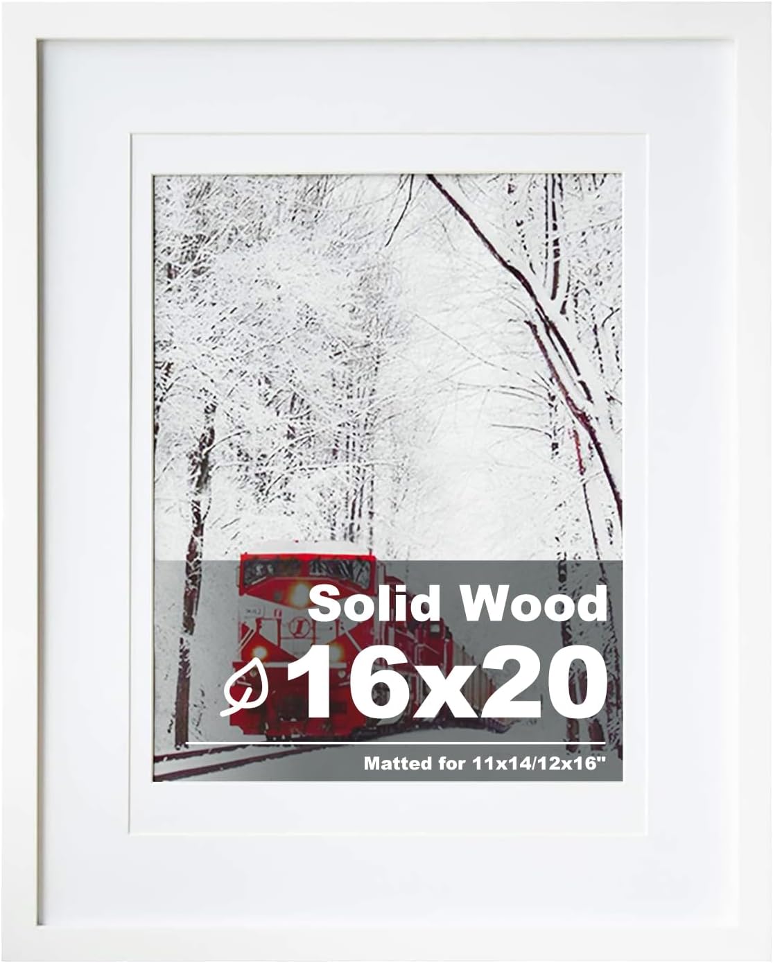 Egofine 16x20 Solid Wood Picture Frame, Made of Solid Wood Covered by Plexiglass 11x14/12x16 with Mat 16x20 without Mat, Poster Frame for Wall Mounting Photo Frame Vertically or Horizontally, White White 16x20