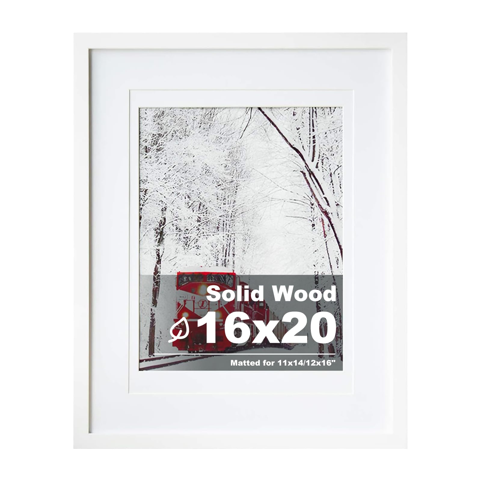 Egofine Cornice portafoto in legno massello, 16 x 20 cm, in legno massello ricoperta da plexiglass 11 x 14/12 x 16 con passepartout 16 x 20 senza tappetino, cornice per poster da parete cornice