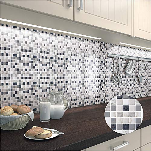 Ecoart Wall Tile Stickers 10" X 10" Peel And Stick Tile Waterproof Fire Retardant For Home Decor (1 Pack - 6 Sheets) (Pattern Mosaic) #TOP1