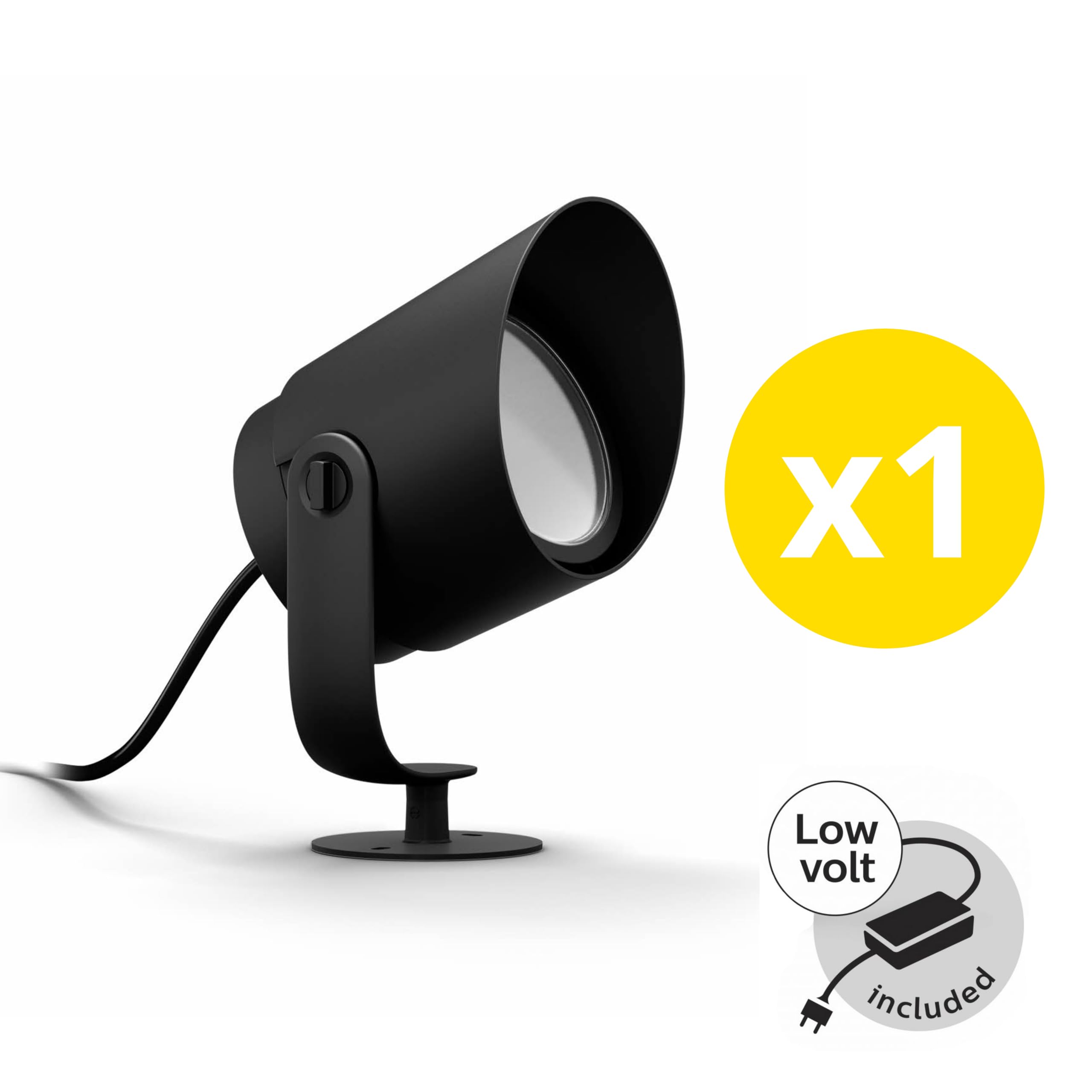Philips Hue Lily XL Basis set mit 1 Gartenstrahler (Anthrazit) - Weißes und Farbiges Licht - inkl. 1 Stromkabel - Gartenbeleuchtung - Hue White and Color Ambiance