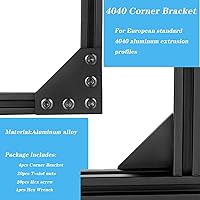 Vista 3 de 4 juegos de soportes de esquina de 4040 con 5 agujeros en forma de L, placas de unión para accesorios de extrusión de aluminio 4040 en negro (L)