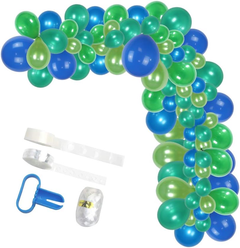 Balloon Garland Kit by Party Animal Company - Blue and Green -85 pcs -VETERAN OWNED - DIY Party Decorations - Birthday Party - Baby Shower - Weddings - Latex Balloons - Arch - Unicorn or Mermaid Theme