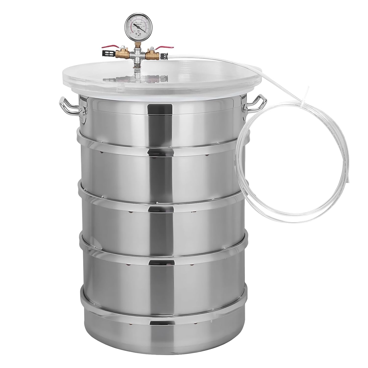 304 Stainless Steel Vacuum Degassing Chamber with Clear Lid Industrial Degassing Barrel (Without Pump) for Essential Oils Stabilizing Wood & Epoxies Casting