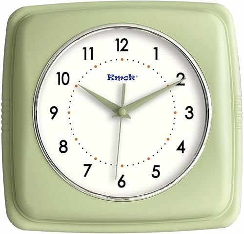 Reloj de pared cuadrado retro de 9 pulgadas, funciona con pilas, reloj decorativo silencioso sin tictac para el hogar, oficina, cocina, dormitorio,