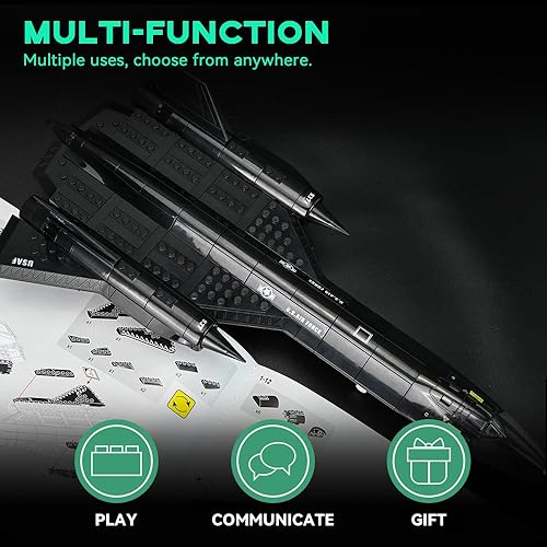 Miniatura 4 de Artorbricks Serie Air Force SR-71 Reconnaissance Blackbird Air Force - Juego de bloques de construcción militar y regalo para adultos (183 piezas)