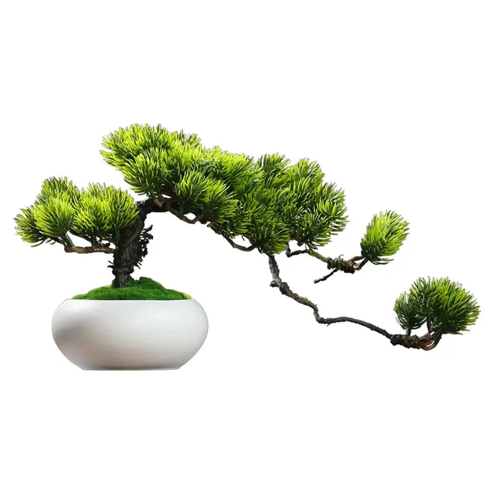HCZKIUJY Artificial Bonsai Tree Artificial Bonsai Tree 15.7 Inch Large Simulation Welcome Pine Bonsai Tree Indoor Desktop Decor Simulation Plant Ceramic Flower Pot Fake Plant Decoration (A)
