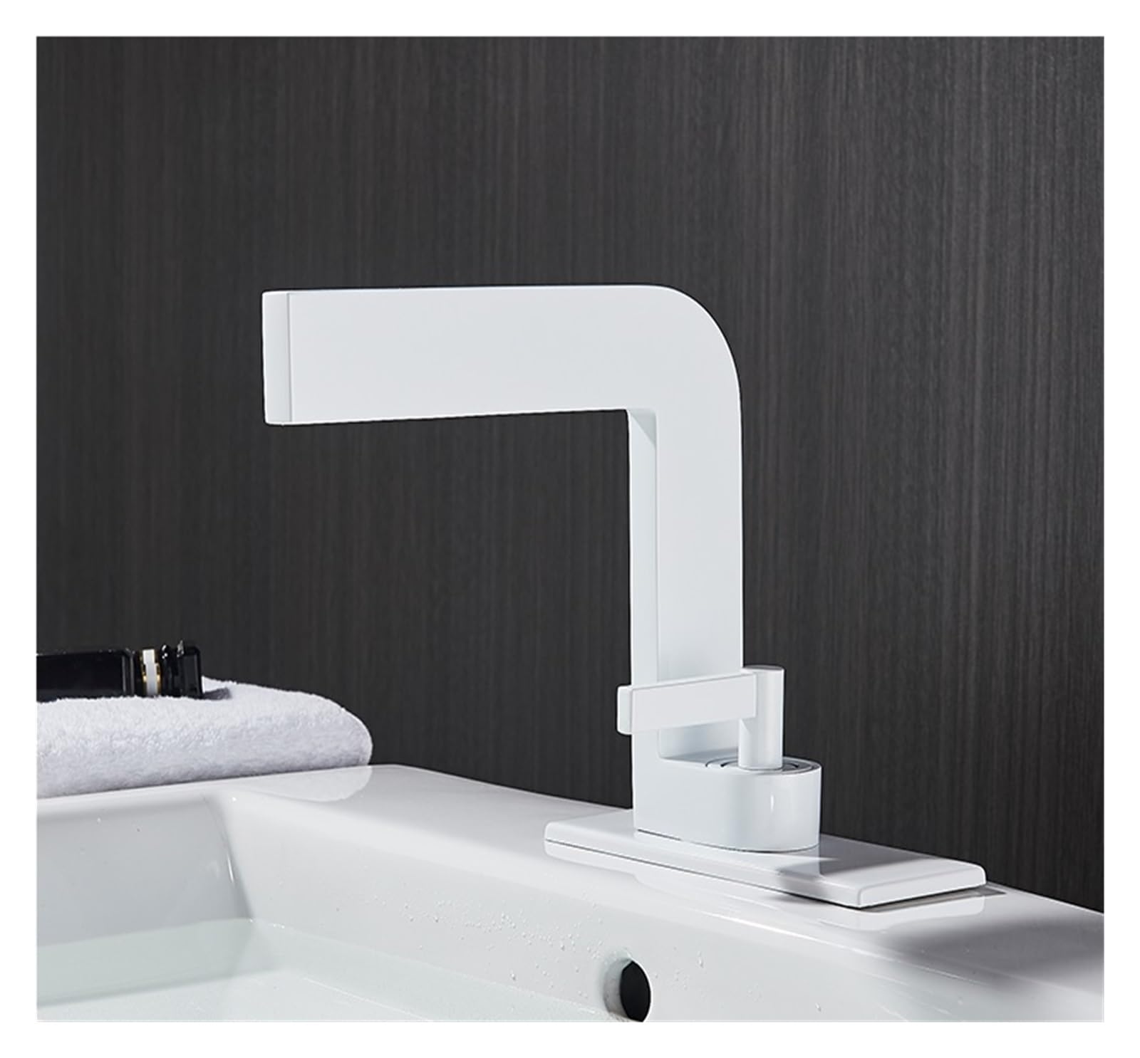Évier chaud et froid moderne en blanc pour lavabo de salle de bains au design contemporain