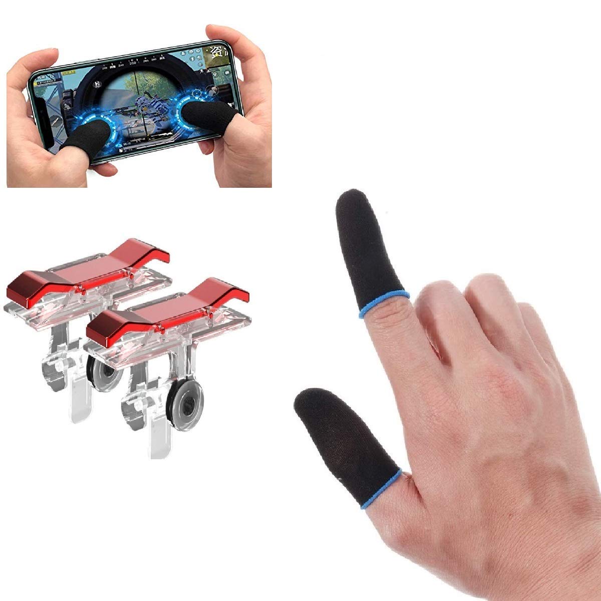Rhymestore® Pubg/Call of Duty/Free Fire Combo Pack of 2 Finger Sleeve and Extra Smooth Trigger for Mobile Gaming Joysticks (B08WK55MBL) Amazon Price History, Amazon Price Tracker