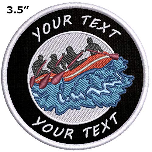 Custom Your Text White Water Rafting Embroidered Patch DIY Iron or Sew-on Decorative Clothing Embroidery Badge Emblem Souvenir Applique - Explore & Wander More Seek Adventure Rivers Vacation Travels - Thumbnail 2