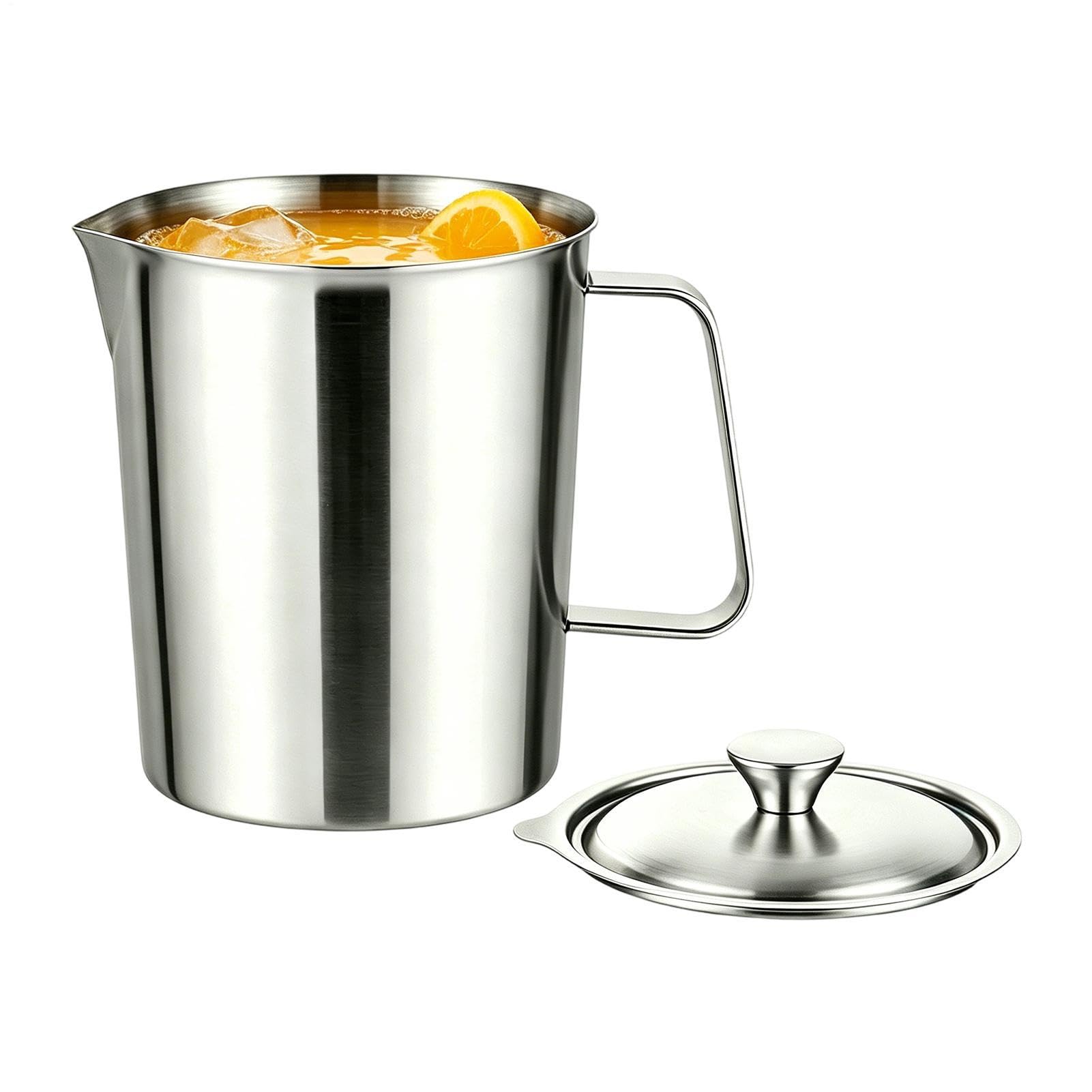 Vasos medidores de metal con doble escala y tapa de acero resistente al calor