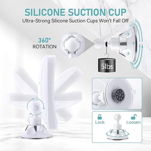 Miniatura 4 de Espejo de aumento 20X con luz, espejo de maquillaje iluminado con aumento, espejo de tocador de rotación 360, ventosa de espejo de aumento,