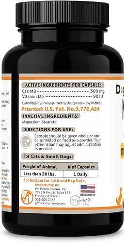 Miniatura 8 de Fórmula muscular canina para gatos y perros pequeños con 300 mg de CaHMB y vitamina D3  Fórmula natural de construcción muscular  Ayuda a reducir la